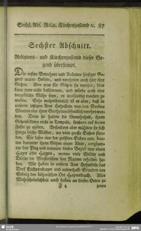 Sechster Abschnitt. Religions- und Kirchenzustand dieser Gegend überhaupt