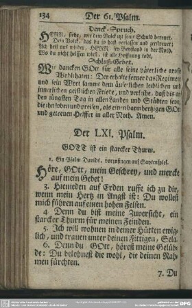 Der LXI. Psalm : Gott ist ein starcker Thurm