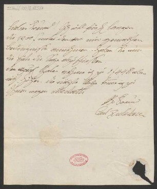 Brief an B. Schott's Söhne : o.D.