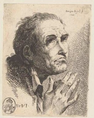 Bildnis eines betenden Mannes, aus der Folge "Prove d'aqua forte" oder "Têtes et Croquis", Bl. VI