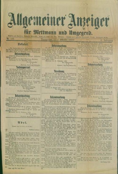 Titelseite einer Zeitung
