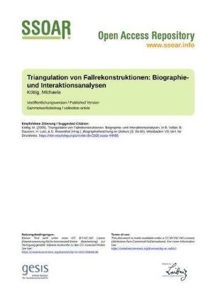 Triangulation von Fallrekonstruktionen: Biographie- und Interaktionsanalysen