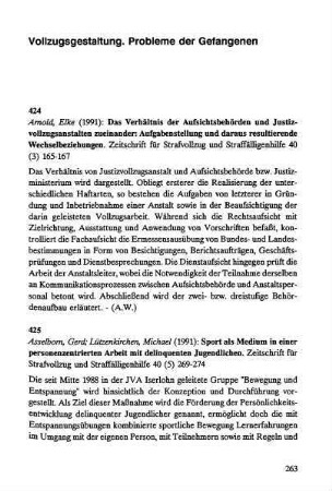 263-280, Vollzugsgestaltung. Probleme der Gefangenen