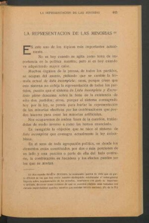 La representación de las minorías