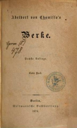 Adelbert von Chamisso's Werke, 1