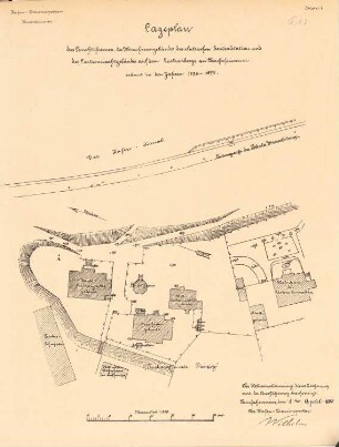 Leuchtturm, Maschinengebäude und Lotsenwachgebäude auf dem Lotsenberg, Danzig-Neufahrwasser: Lageplan 1:500