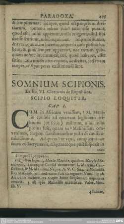 Somnium Scipionis. Ex lib. VI. Ciceronis de Republica