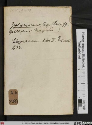 R.D. Casparis Zephyrini Artium liberalium Magistri. Elegiarum Liberi III.