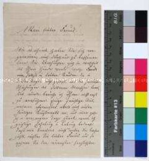 Dankesbrief des Malers Friedrich Preller an den Porträtmaler Wilhelm Kemlein
