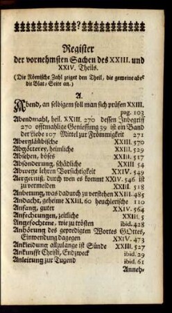 Register der vornehmsten Sachen des XXIII. und XXIV. Theils