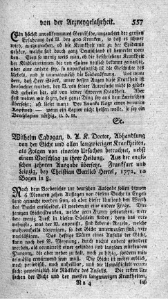 Abhandlung von der Gicht und allen langwierigen Krankheiten.