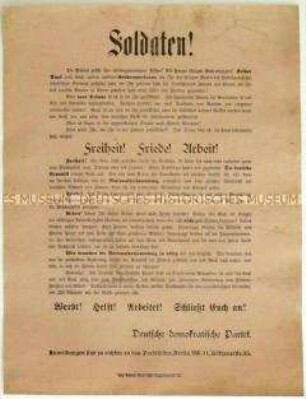 Aufruf an Kriegsheimkehrer zum Eintritt in die Deutsche Demokratische Partei
