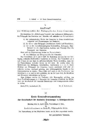 Aufruf : zur Bibliographie der Pädagogik des Amos Comenius
