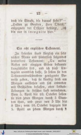 Ein echt englisches Testament.
