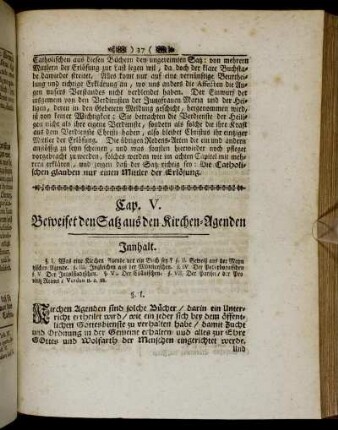 Cap. V. Beweiset den Satz aus den Kirchen-Agenden.