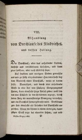 Abhandlung vom Durchlaufe des Rindviehes und dessen Heilung.
