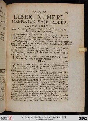Liber Numeri, Hebraice Vajedabber