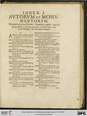 Index I. Autorum et monumentorum