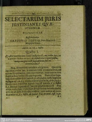 Disputatio IX. Respondente Gregorio Toppio