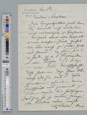 Brief an Johannes Brahms