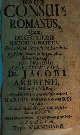 Consul Romanus : Diss. hist. pol.