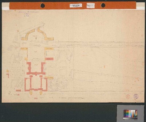 Bauplan zur Umgestaltung der Umgebung der Residenz in Stuttgart mit Marstall, Reithaus, Kanzlei und Opernhaus