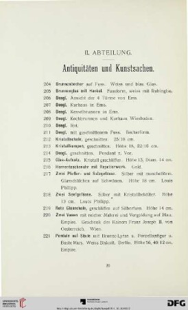 Antiquitäten und Kunstsachen (Nr. 204-604)