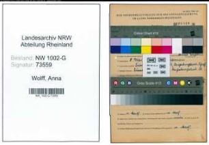 Entnazifizierung Anna Wolff, geb. 08.05.1901 ()