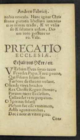 Precatio Ecclesiae.