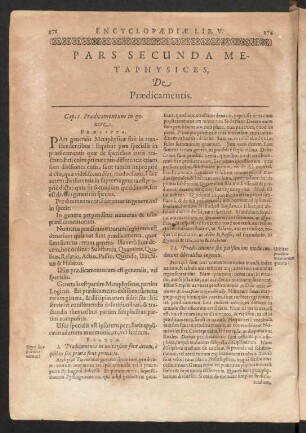 Pars Secunda Metaphysices, De Praedicamentis.