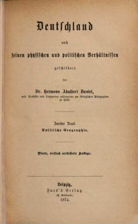Handbuch der Geographie, 4. Deutschland. Politische Geographie