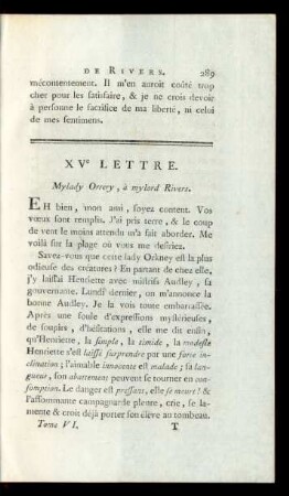 XVe Lettre.