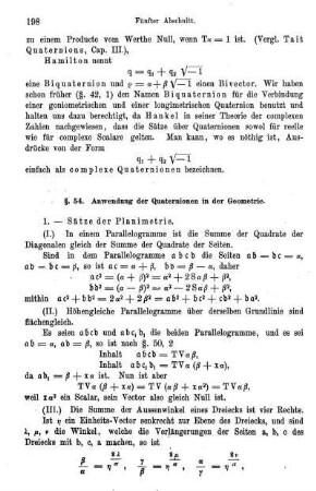 § 54. Anwendungen der Quaternionen.