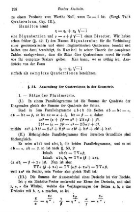 § 54. Anwendungen der Quaternionen.