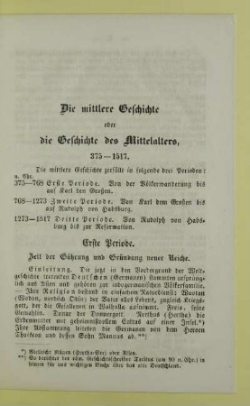 Die mittlere Geschichte oder die Geschichte des Mittelalters, 375 - 1517