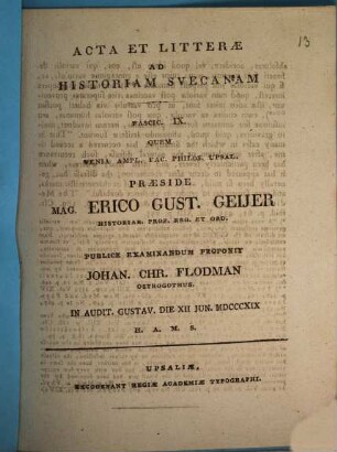 Acta et litterae ad historiam suecanam, 9