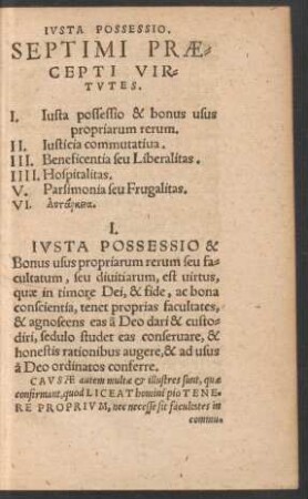 Septimi Praecepti Virtutes.