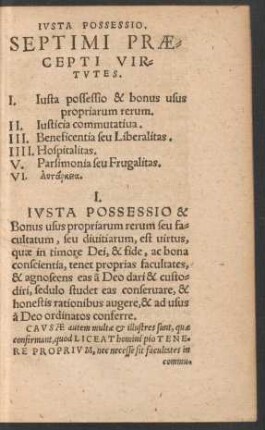 Septimi Praecepti Virtutes.