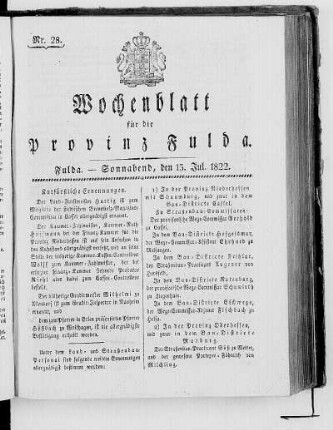 Nr. 28, Ausgabe vom 13. Juli 1822