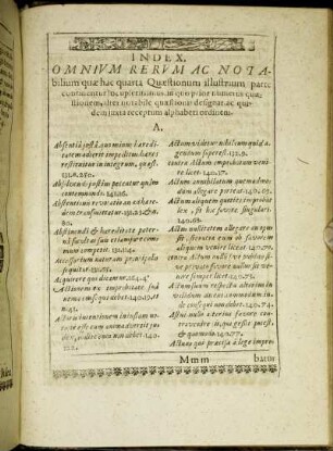 Index. Omnium Rerum Ac Notabilium [...]