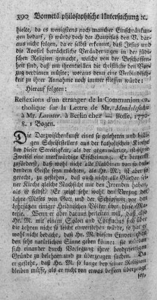 Reflexions d'un etranger de la communion catholique sur la lettre de Mr. Mendelssohn à Mr. Lavater.