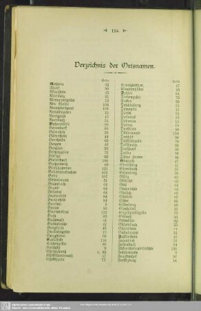 Verzeichnis der Ortsnamen