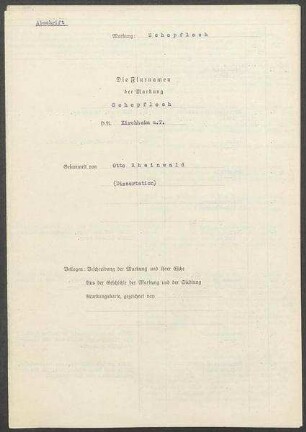 Fragebogen und Karte Schopfloch, OA Kirchheim