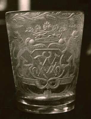 Heimatmuseum: Zunftglas der Hufschmiede des Amtes Lemberg