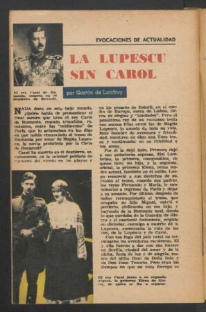 La Lupescu sin Carol : Evocaciones de actualidad