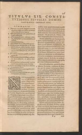 Titulus XIX. Constitutiones Feudales Domini Lotharii Imperat. Etc.