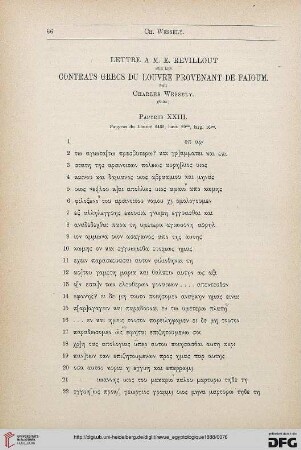 5: Lettre à M. E. Revillout sur les contrats Grecs du Louvre provenant de Faioum, [5]