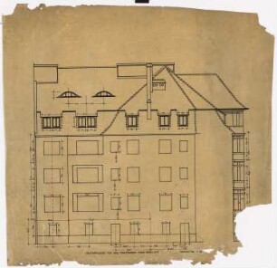 Wohnhäuser Hohenzollernstraße/Menzelstraße/Wölflstraße, Breslau: Hinterfassade für das Mauerwerk Haus Wölflstraße 1:50