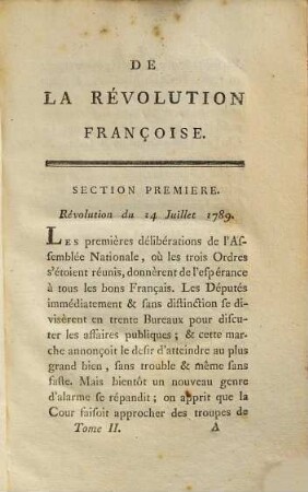 De la Révolution Françoise, 2. (1796). - 349 S.