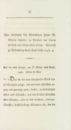 Vier Predigten des Ehrwirdigen Herrn D. Martini Luthers, ...